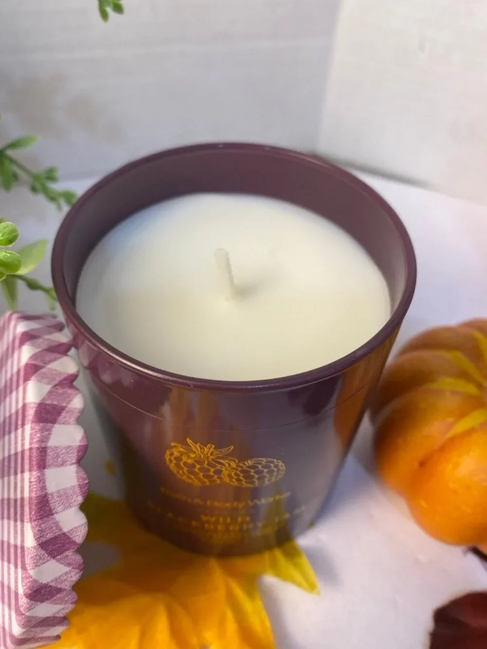 Wild Blackberry Jam Signature Single Wick Candle Gingham Scalloped Lid NEW